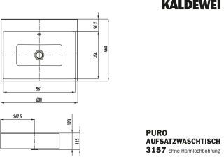 PURO AUFSATZWASCHTISCH (RANDHÖHE 120 MM) KALDEWEI - PURO AUFSATZWASCHTISCH (RANDHÖHE 120 MM)