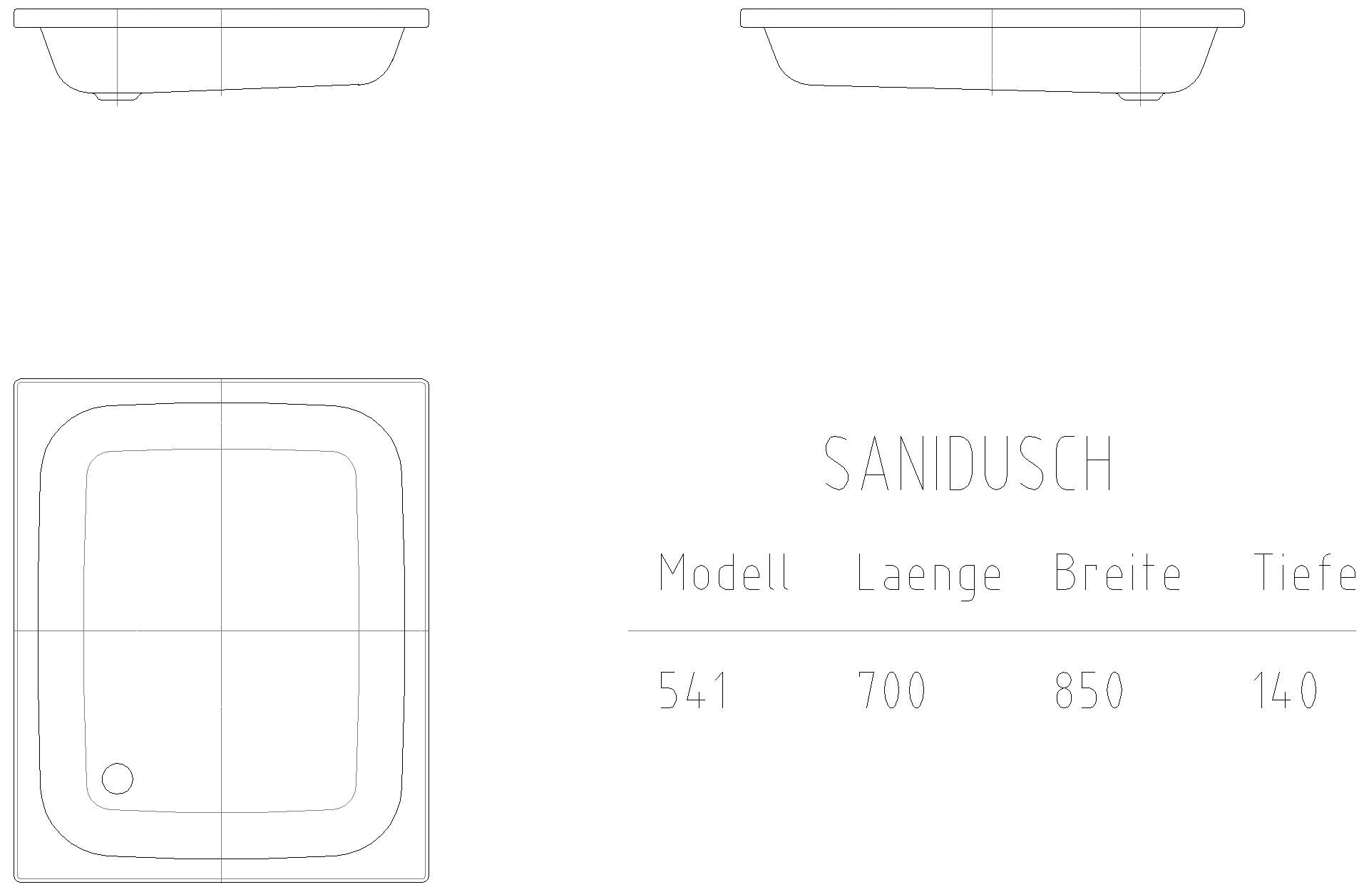 KALDEWEI SANIDUSCH Duschfläche, 700x850x32 mm, Modell-Nr: 541