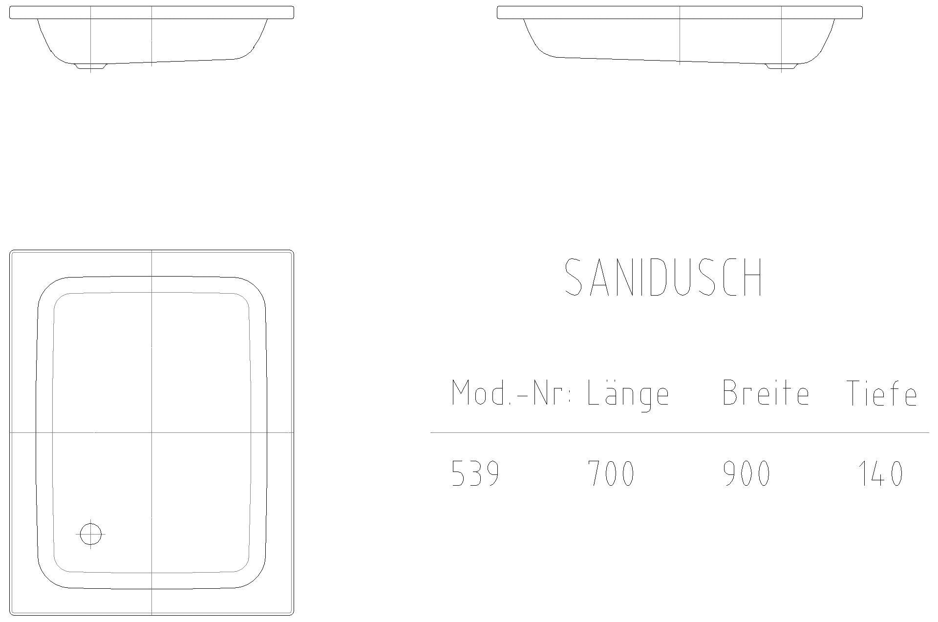 KALDEWEI SANIDUSCH Duschfläche, 700x900x32 mm, Modell-Nr: 539