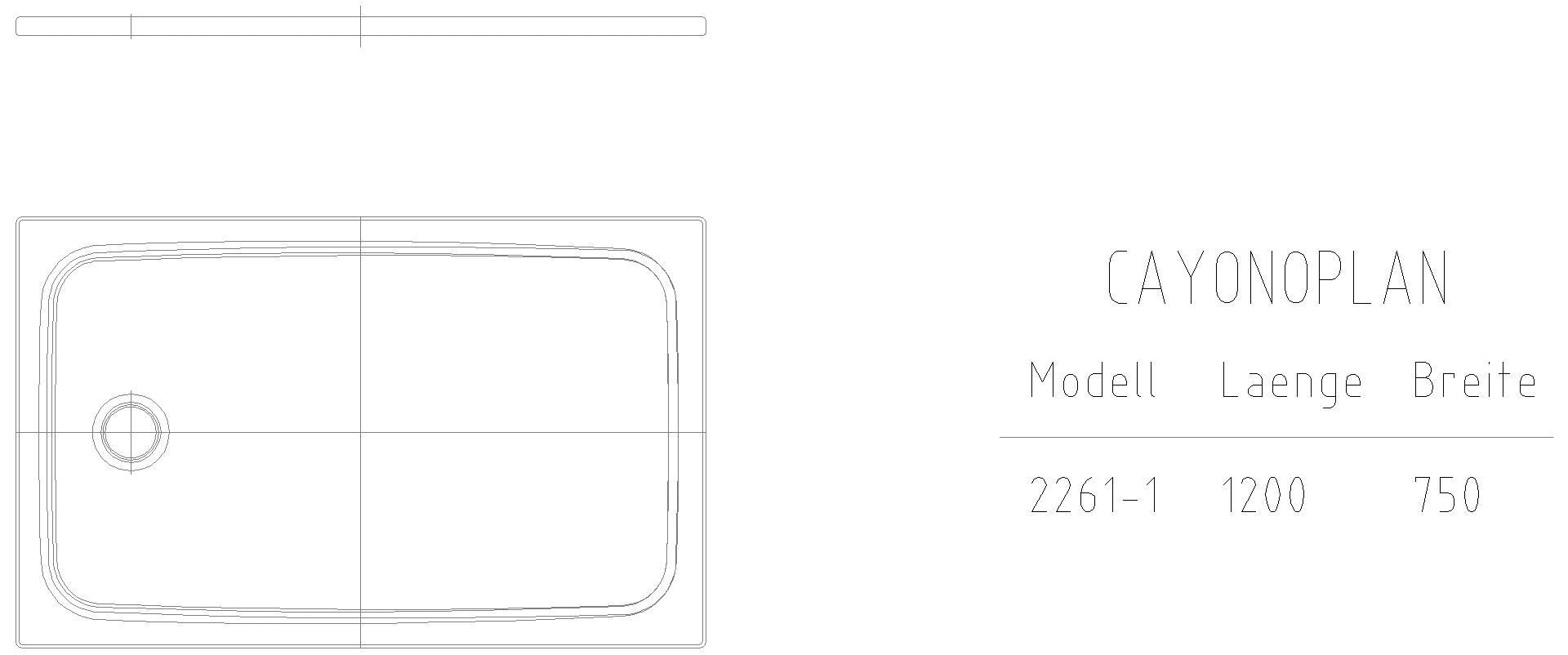 KALDEWEI CAYONOPLAN Duschfläche, 750x1200x32 mm, Modell-Nr: 2261-1
