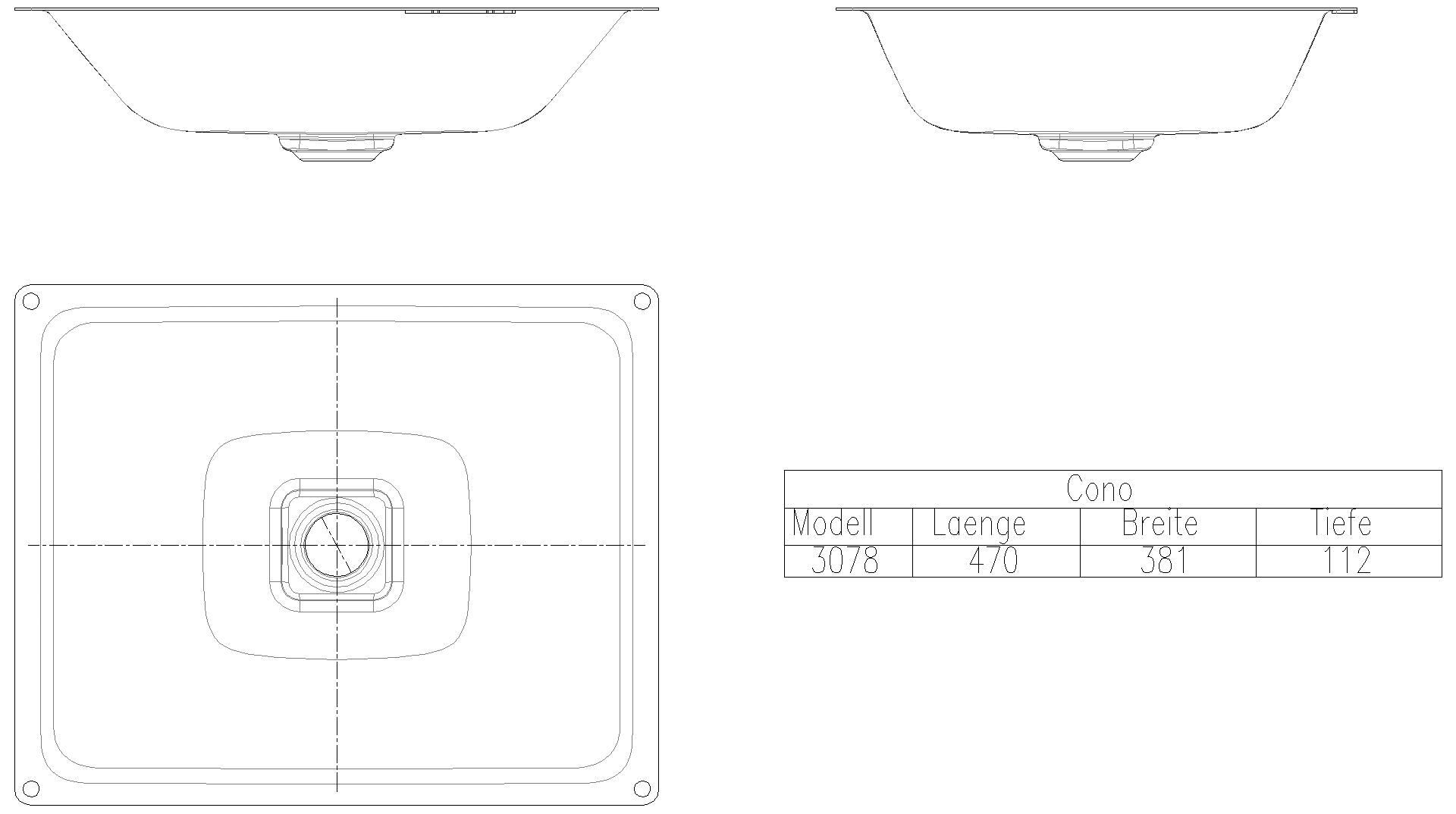 KALDEWEI CONO UNTERBAUWASCHTISCH 470x381x112 mm, Modell-Nr: 3078