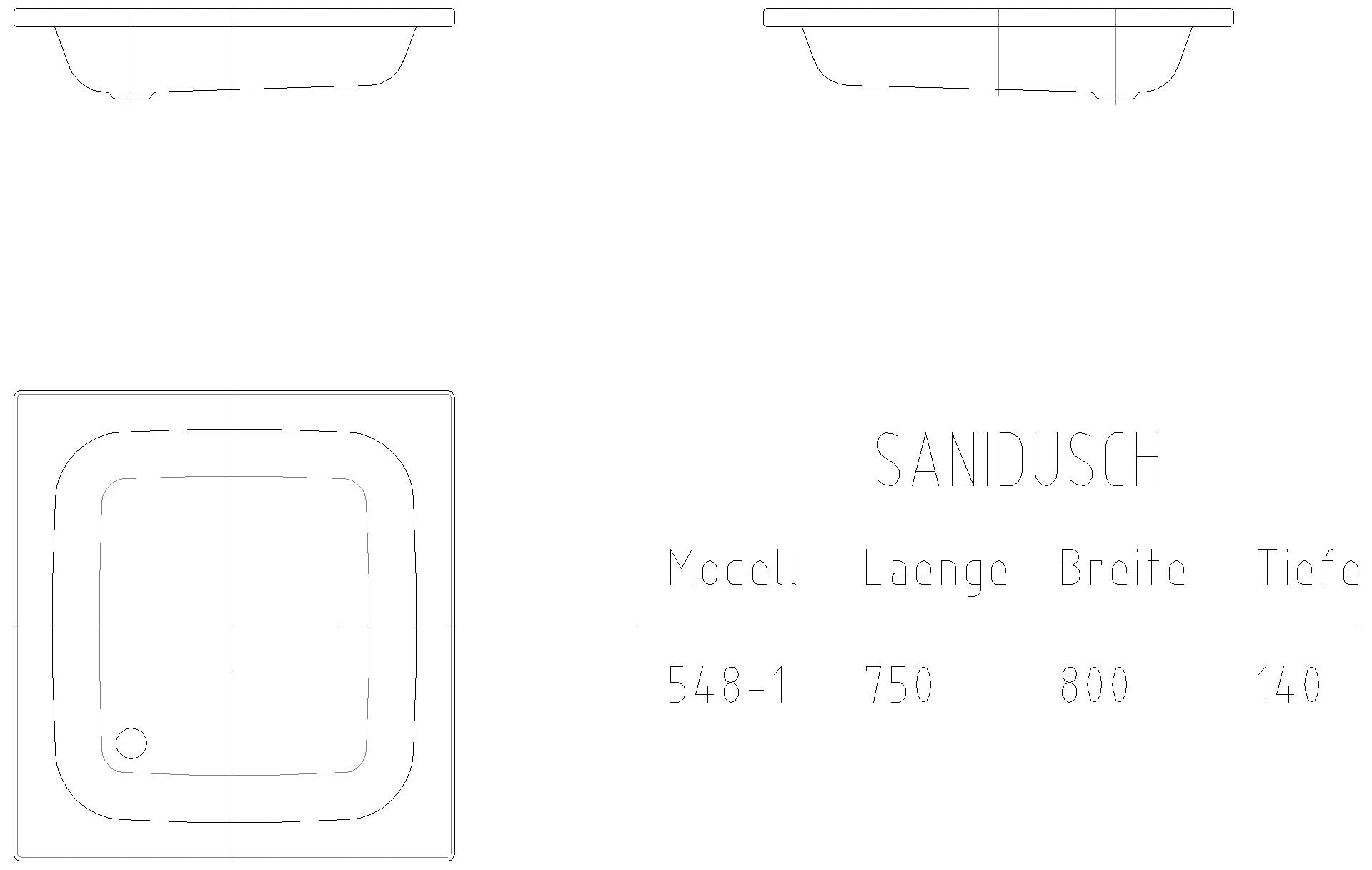 KALDEWEI SANIDUSCH Duschfläche, 750x800x32 mm, Modell-Nr: 548