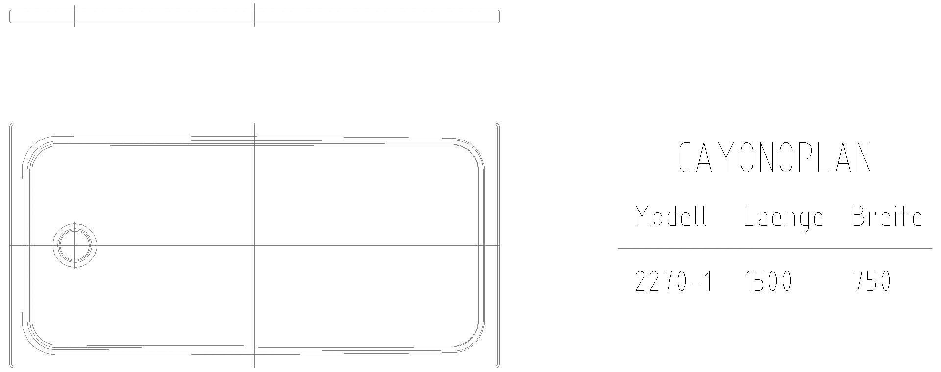 KALDEWEI CAYONOPLAN Duschfläche, 750x1500x40 mm, Modell-Nr: 2270-1