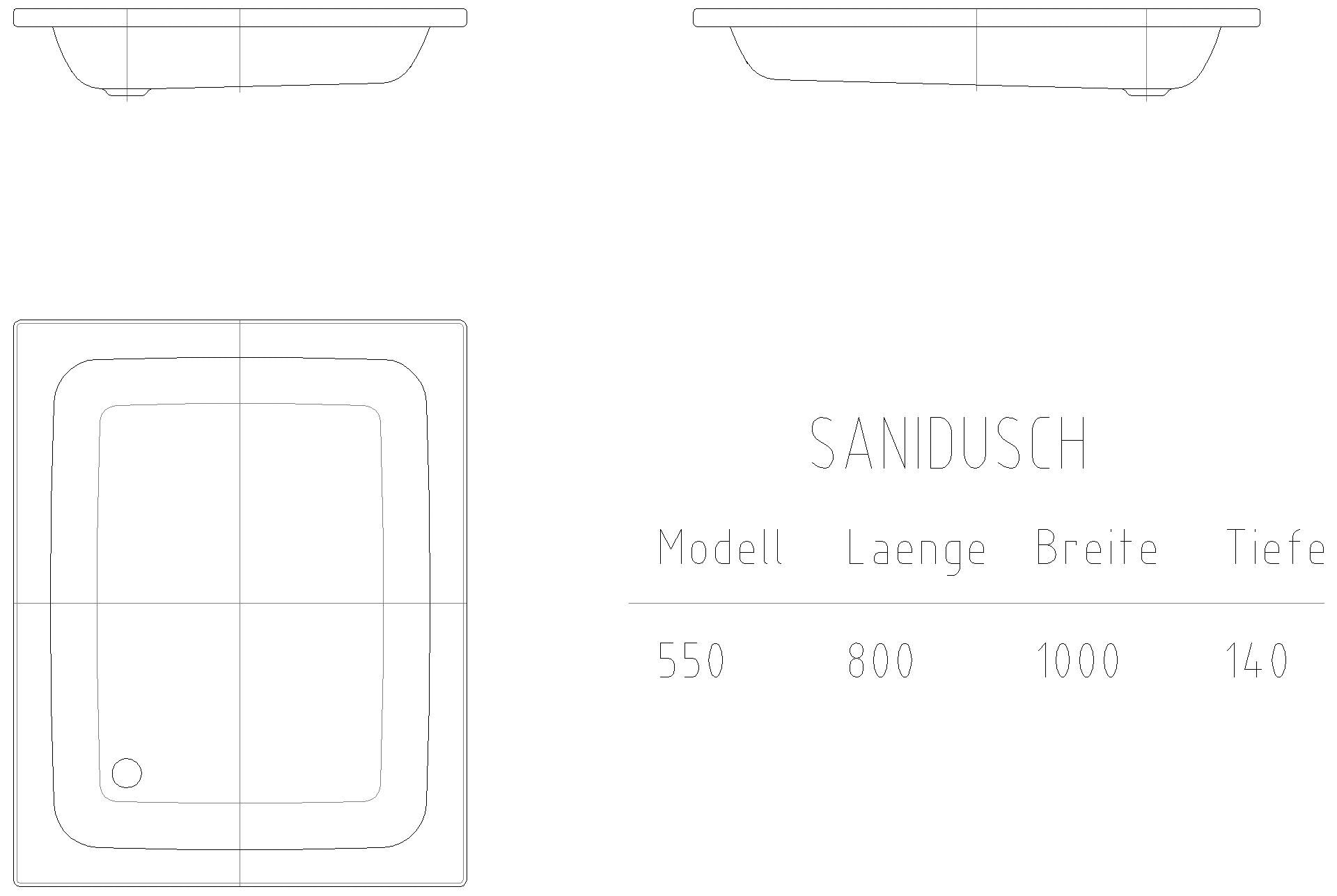 KALDEWEI SANIDUSCH Duschfläche, 800x1000x32 mm, Modell-Nr: 550