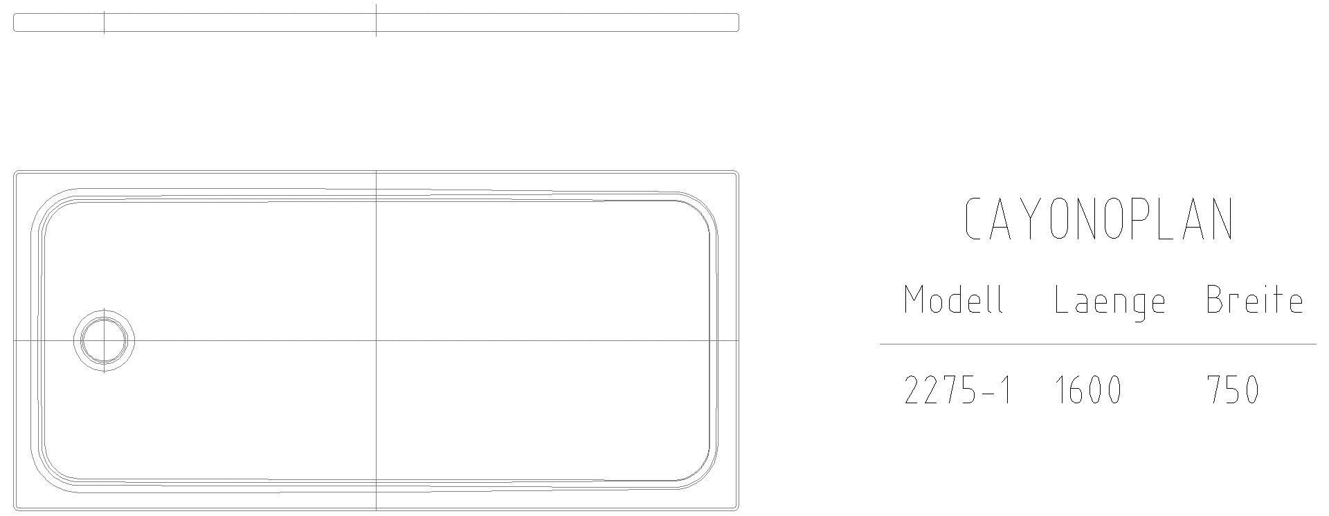 KALDEWEI CAYONOPLAN Duschfläche, 750x1600x40 mm, Modell-Nr: 2275-1