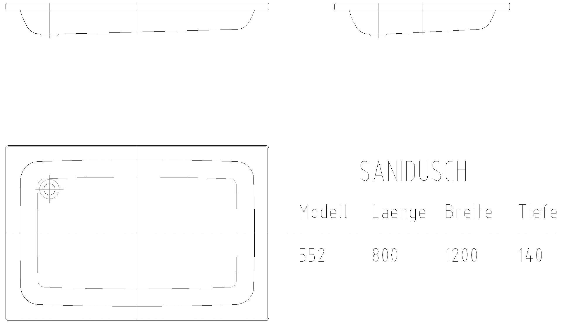 KALDEWEI SANIDUSCH Duschfläche, 800x1200x32 mm, Modell-Nr: 552