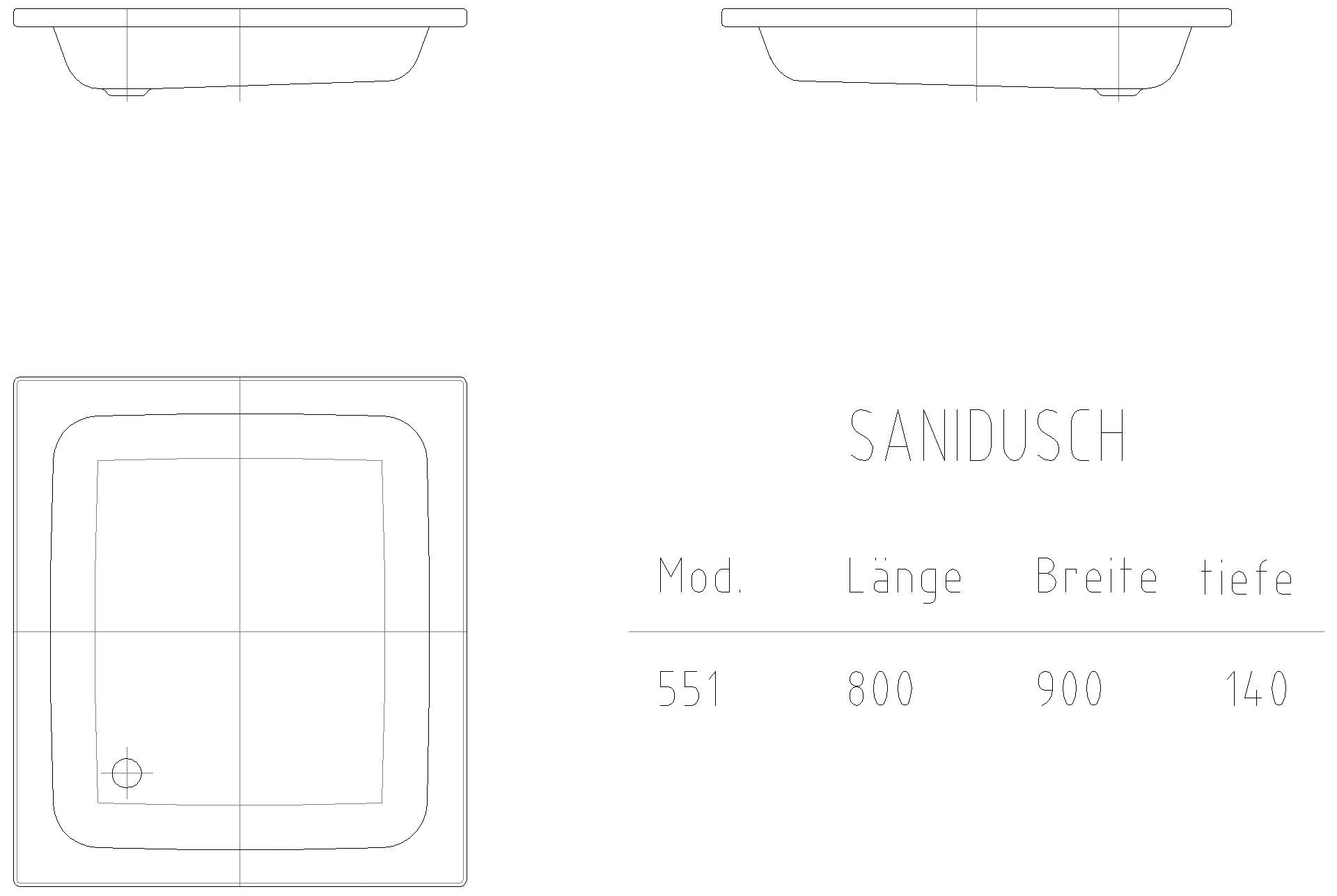KALDEWEI SANIDUSCH Duschfläche, 800x900x32 mm, Modell-Nr: 551
