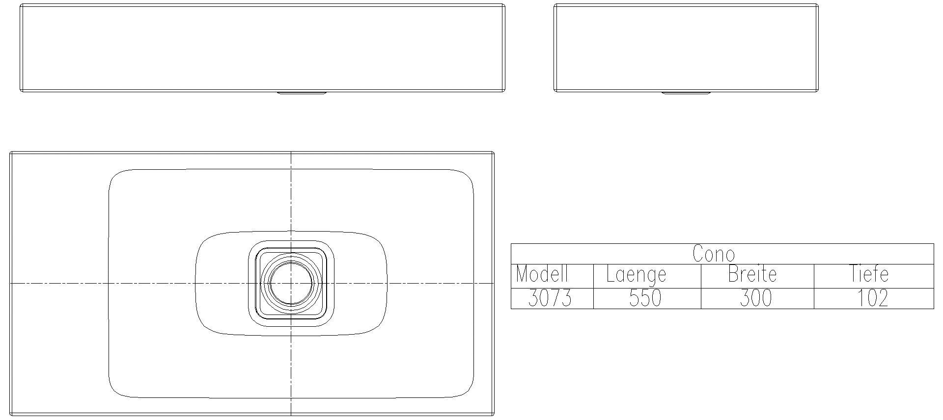 KALDEWEI CONO WAND-HANDWASCHTISCH 550x300x100 mm, Modell-Nr: 3073