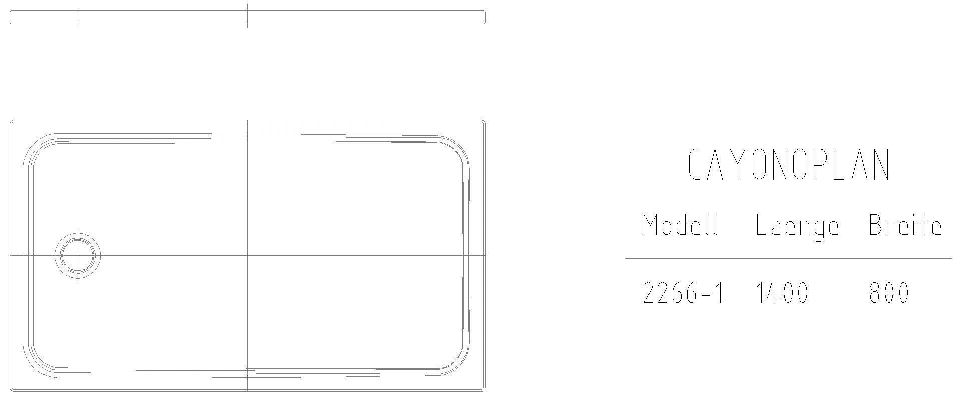 KALDEWEI CAYONOPLAN Duschfläche, 800x1400x40 mm, Modell-Nr: 2266-1