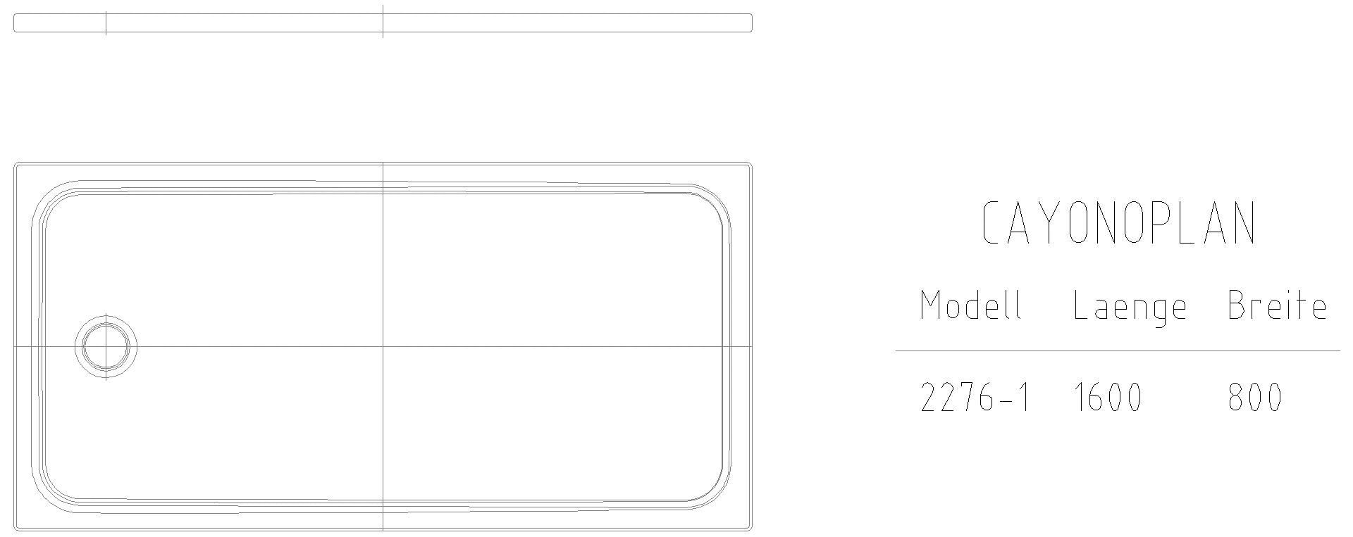 KALDEWEI CAYONOPLAN Duschfläche, 800x1600x40 mm, Modell-Nr: 2276-1