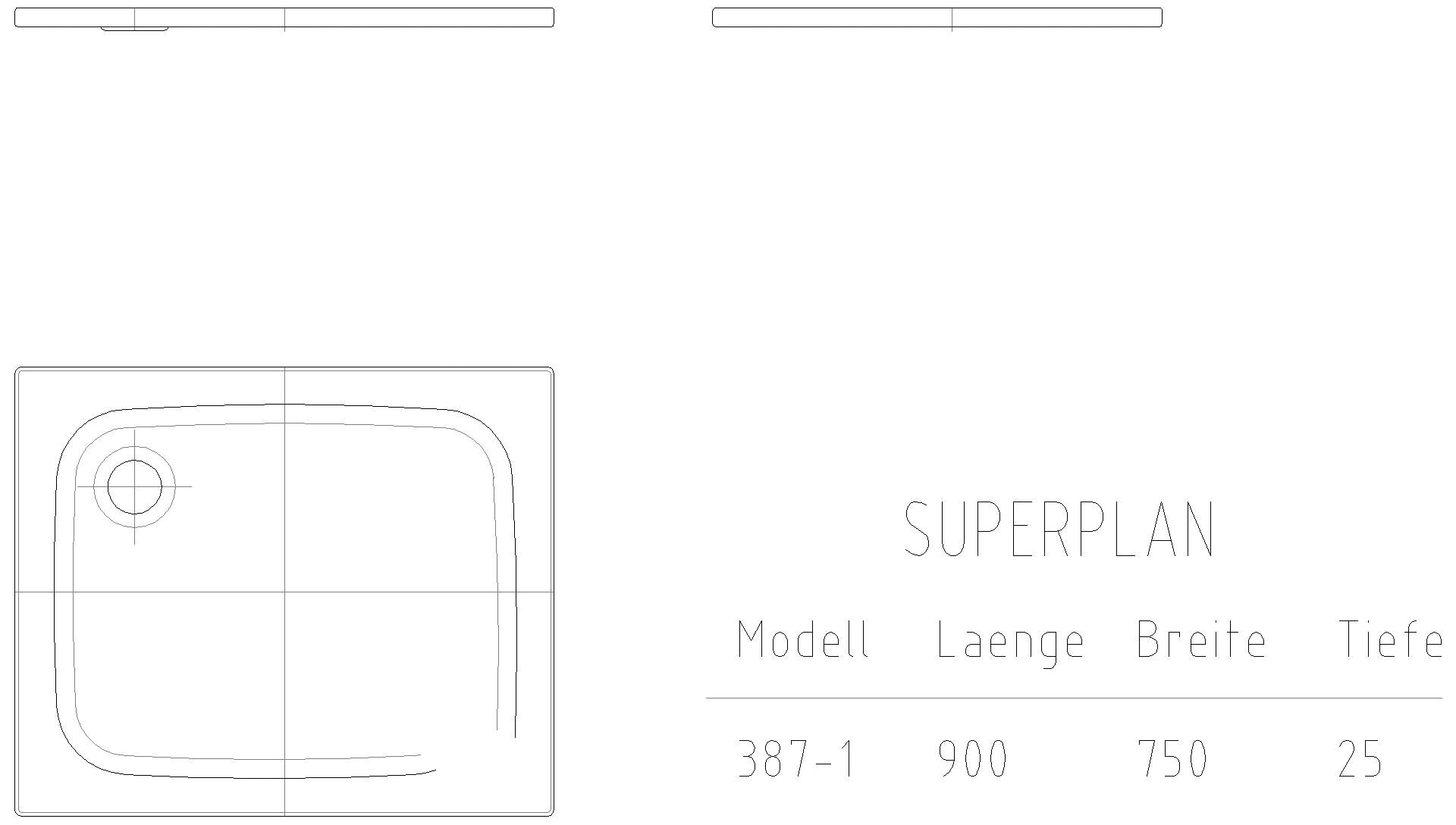 KALDEWEI SUPERPLAN CLASSIC Duschfläche, 750x900x32 mm, Modell-Nr: 387-1