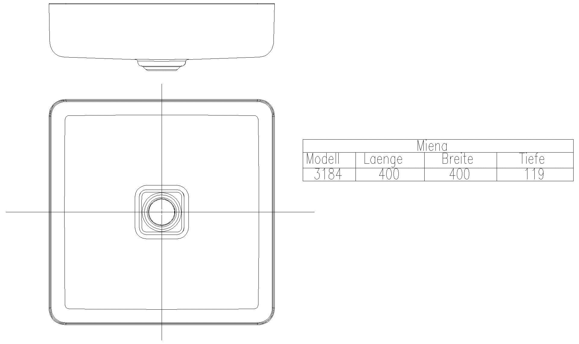 KALDEWEI MIENA WASCHTISCH-SCHALE 400x400x119 mm, Modell-Nr: 3184