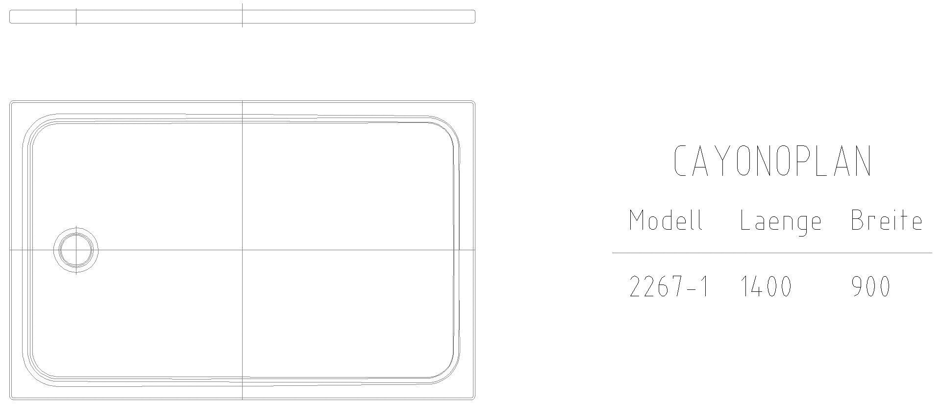 KALDEWEI CAYONOPLAN Duschfläche, 900x1400x40 mm, Modell-Nr: 2267-1