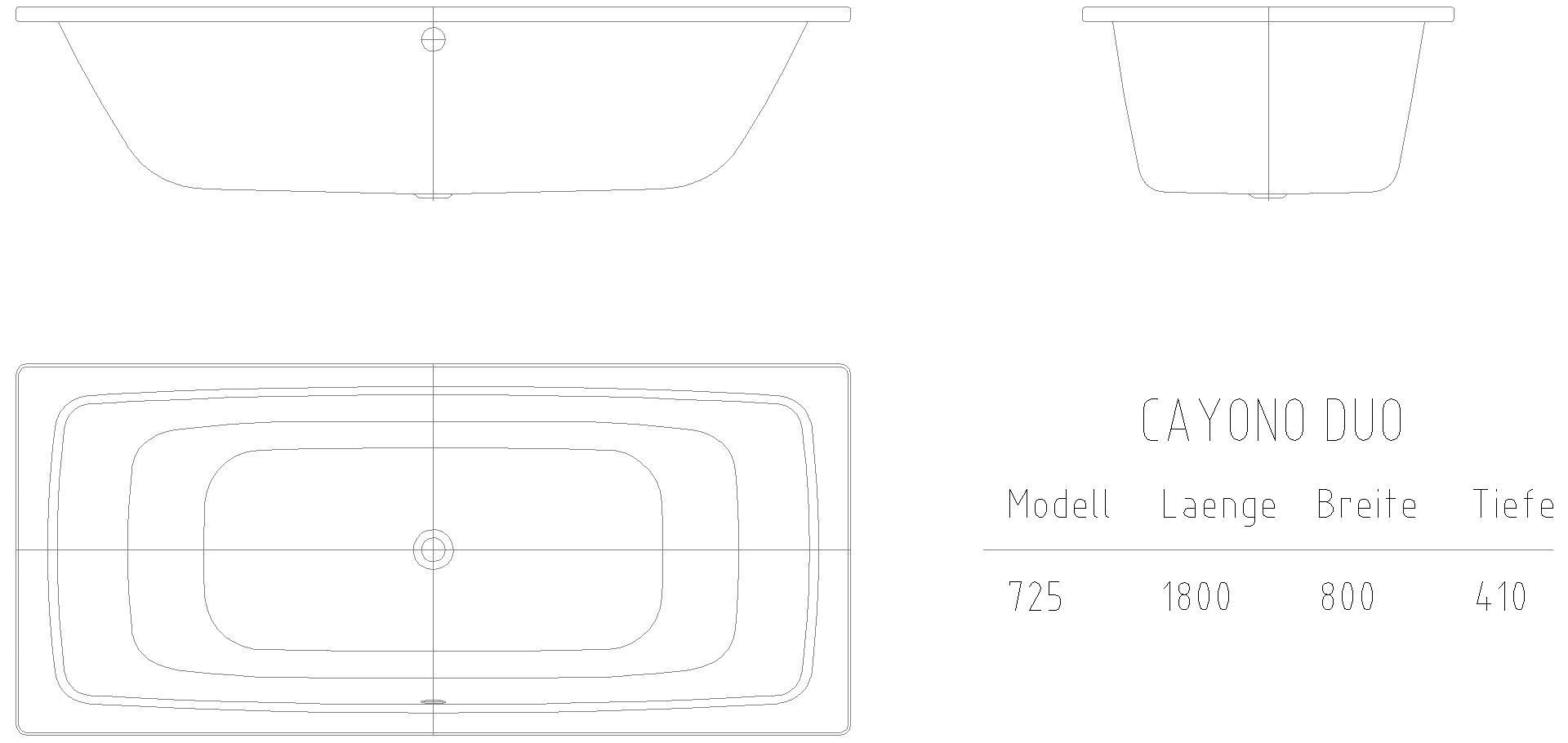 KALDEWEI CAYONO DUO Badewanne, 1800x800 mm, Modell-Nr: 725
