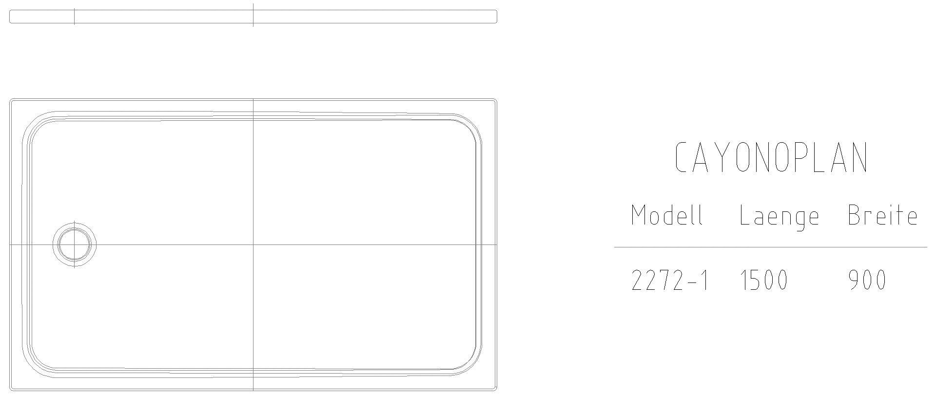 KALDEWEI CAYONOPLAN Duschfläche, 900x1500x40 mm, Modell-Nr: 2272-1