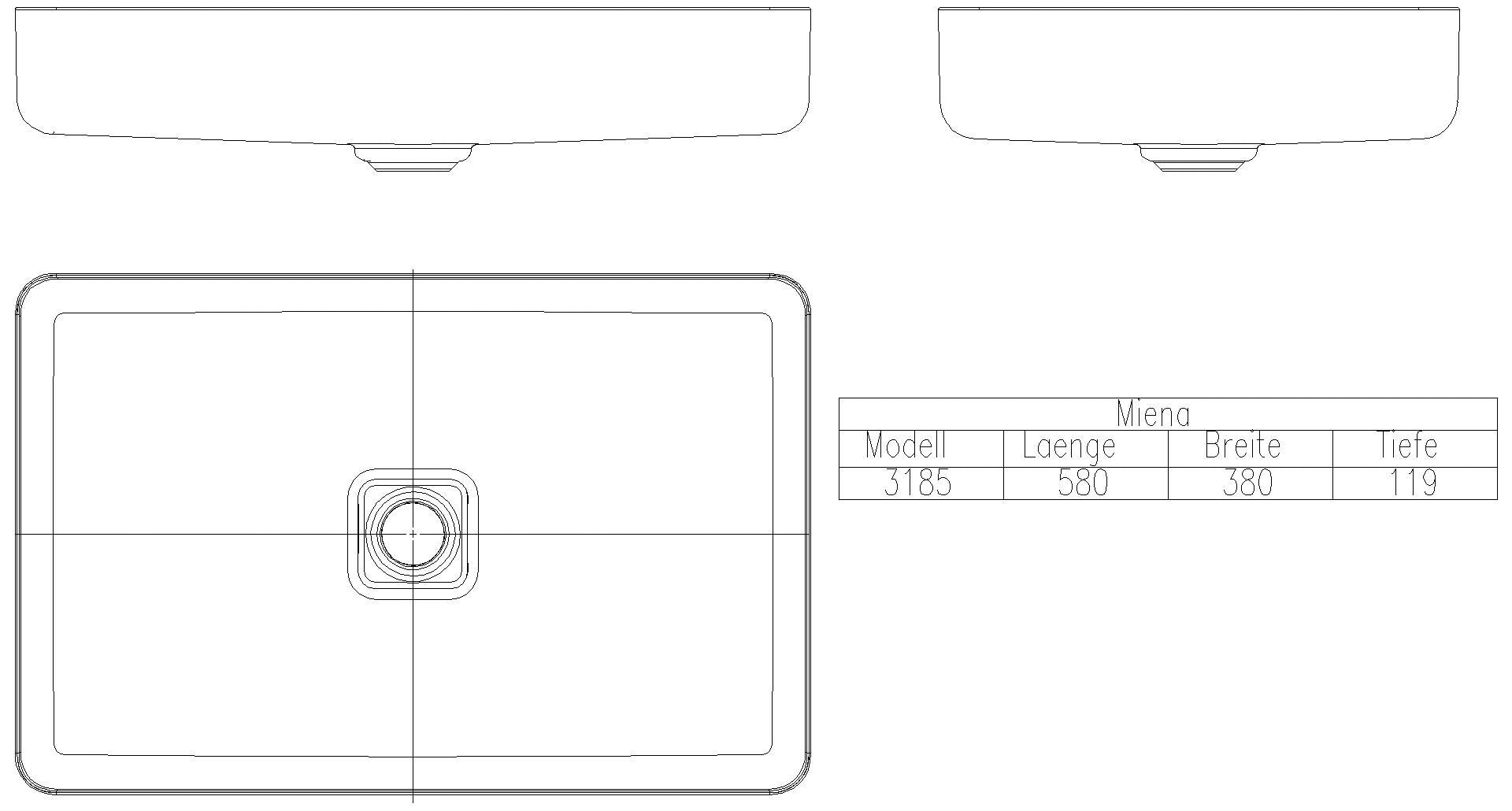 KALDEWEI MIENA WASCHTISCH-SCHALE 580x380x119 mm, Modell-Nr: 3185