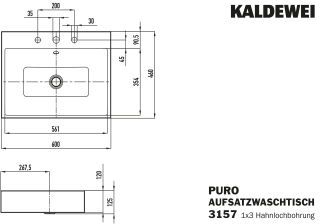 PURO AUFSATZWASCHTISCH (RANDHÖHE 120 MM) KALDEWEI - PURO AUFSATZWASCHTISCH (RANDHÖHE 120 MM)