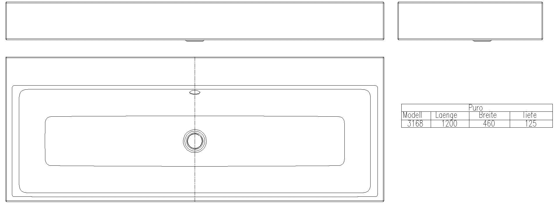 KALDEWEI PURO AUFSATZ-DOPPELWASCHTISCH (RANDHÖHE 120 MM) 1200x460x120 mm, Modell-Nr: 3168-D