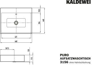 PURO AUFSATZWASCHTISCH (RANDHÖHE 120 MM) KALDEWEI - PURO AUFSATZWASCHTISCH (RANDHÖHE 120 MM)