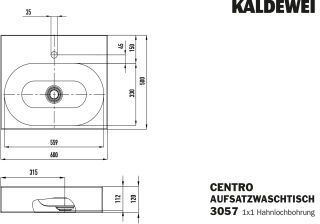CENTRO AUFSATZWASCHTISCH (RANDHÖHE 120 MM) KALDEWEI - CENTRO AUFSATZWASCHTISCH (RANDHÖHE 120 MM)