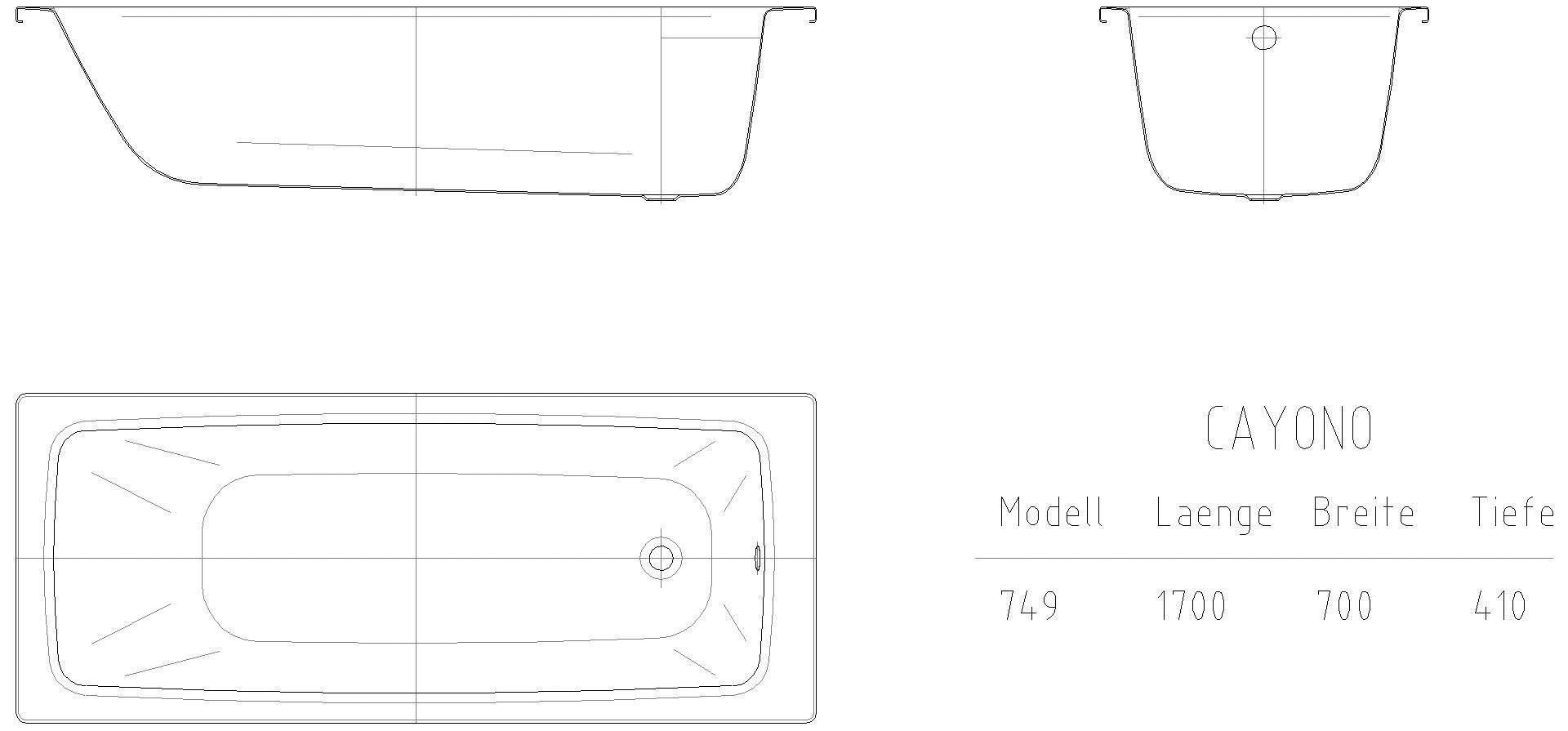 KALDEWEI CAYONO Badewanne, 1700x700 mm, Modell-Nr: 749