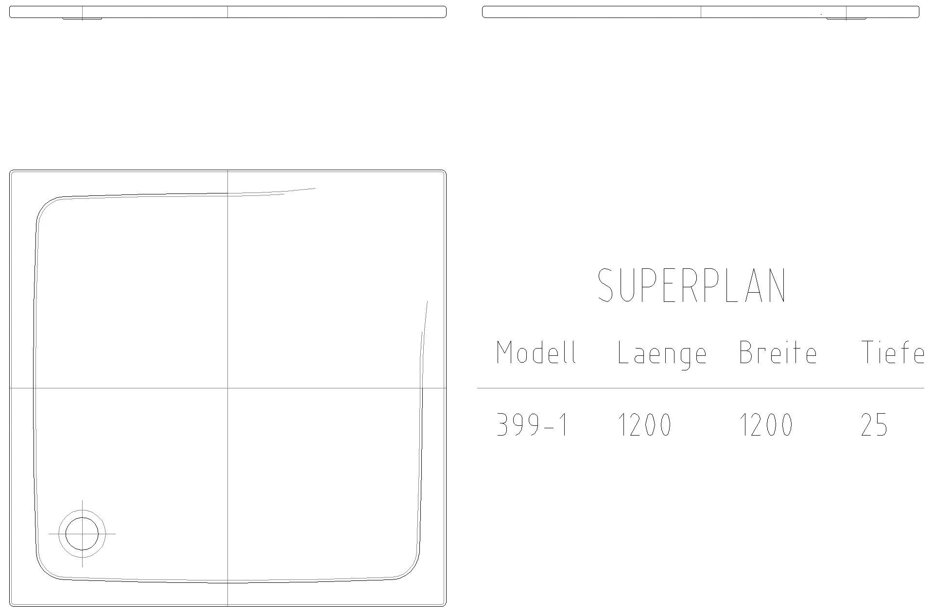 KALDEWEI SUPERPLAN CLASSIC mit Wannenträger Duschfläche, 1200x1200x32 mm, Modell-Nr: 399-2