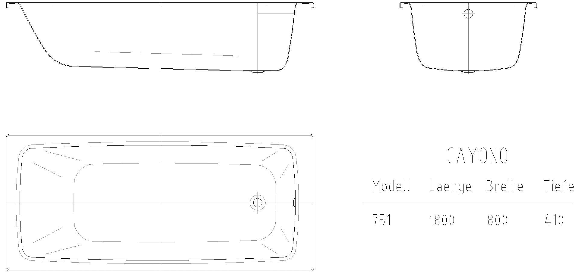 KALDEWEI CAYONO Badewanne, 1800x800 mm, Modell-Nr: 751