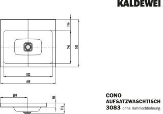 KALDEWEI - CONO AUFSATZWASCHTISCH (RANDHÖHE 40 MM)