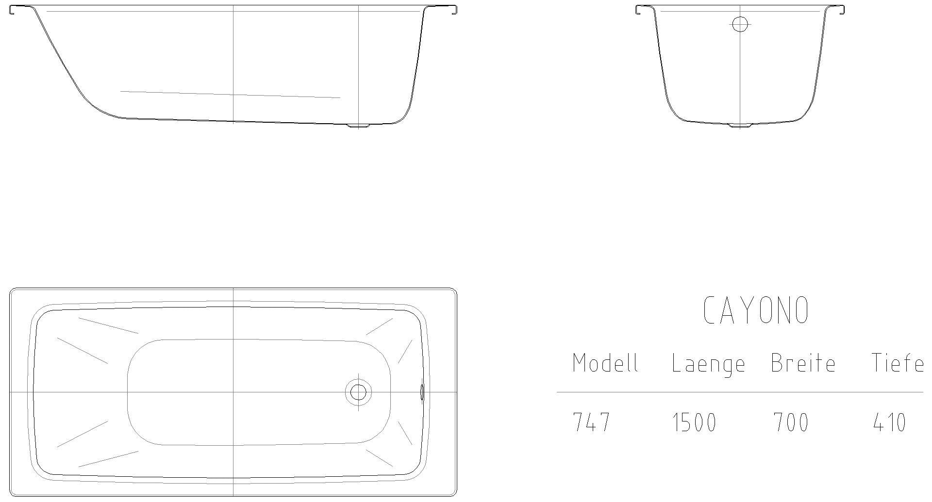 KALDEWEI CAYONO STAR Badewanne, 1500x700 mm, Modell-Nr: 753