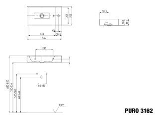 PURO WAND-HANDWASCHTISCH KALDEWEI - PURO WAND-HANDWASCHTISCH