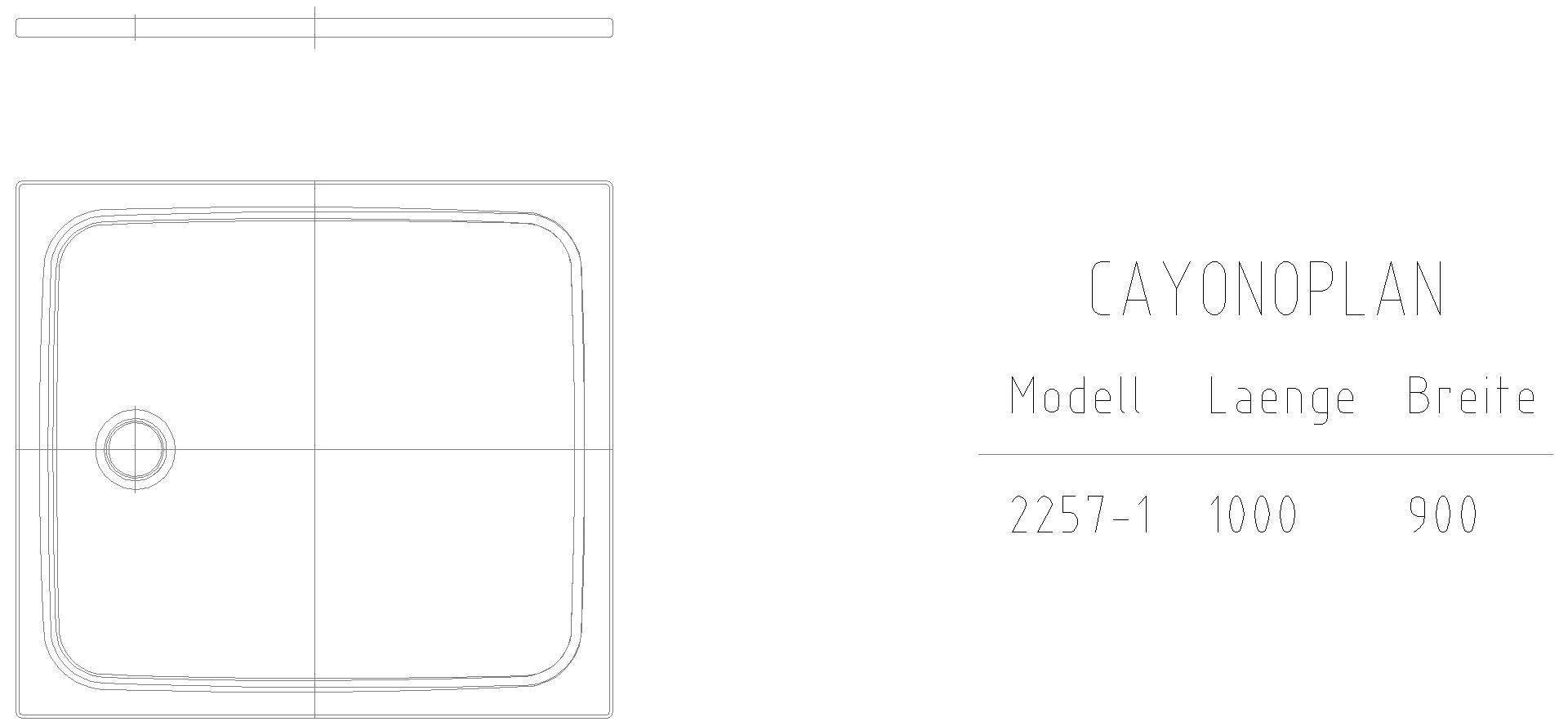 KALDEWEI CAYONOPLAN MIT WANNENTRÄGER EXTRAFLACH Duschfläche, 900x1000x32 mm, Modell-Nr: 2257-5