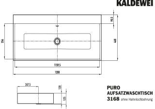 PURO AUFSATZWASCHTISCH (RANDHÖHE 120 MM) KALDEWEI - PURO AUFSATZWASCHTISCH (RANDHÖHE 120 MM)