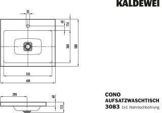 KALDEWEI - CONO AUFSATZWASCHTISCH (RANDHÖHE 40 MM)