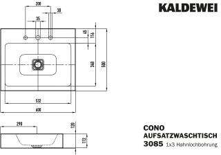 CONO AUFSATZWASCHTISCH (RANDHÖHE 120 MM) KALDEWEI - CONO AUFSATZWASCHTISCH (RANDHÖHE 120 MM)