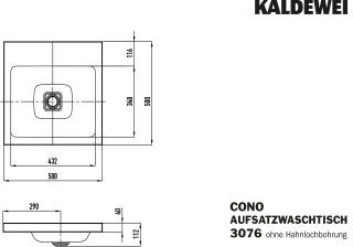 KALDEWEI - CONO AUFSATZWASCHTISCH (RANDHÖHE 40 MM)