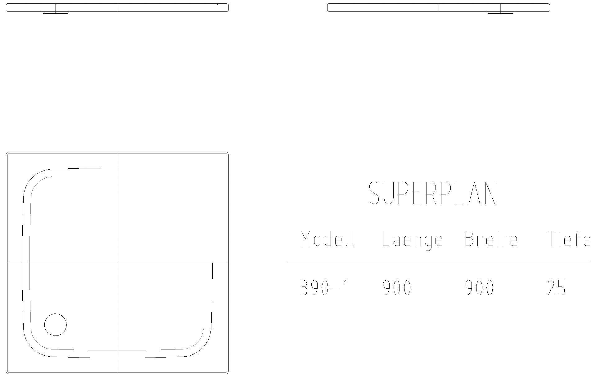 KALDEWEI SUPERPLAN CLASSIC MIT WANNENTRÄGER EXTRAFLACH Duschfläche, 900x900x32 mm, Modell-Nr: 390-5