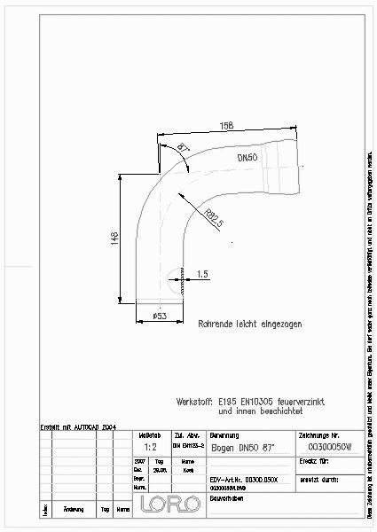 LOROWERK - LORO-X BOGEN 87 GRAD DN 50