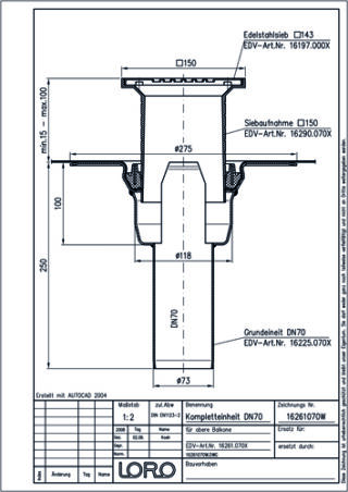 LORO-X Balkondirektablauf LOROWERK - LORO-X Balkondirektablauf