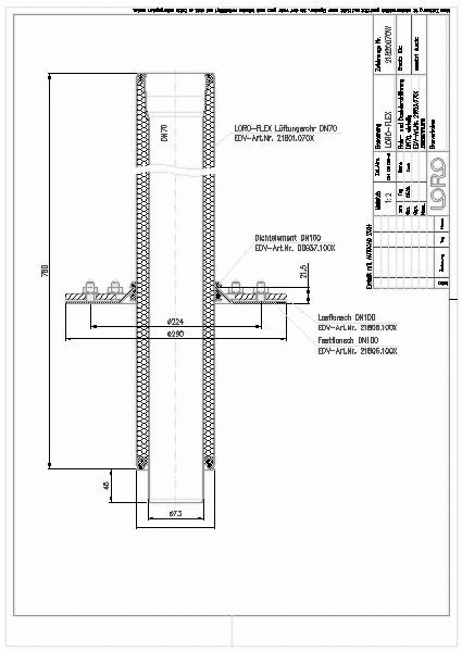 LOROWERK - LOROFLEX-DACHDURCHFÜHRUNG,1TLG.M.KLEMMSC HIEBEFLANSCH DN 70