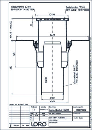 LORO-X Balkondirektablauf LOROWERK - LORO-X Balkondirektablauf