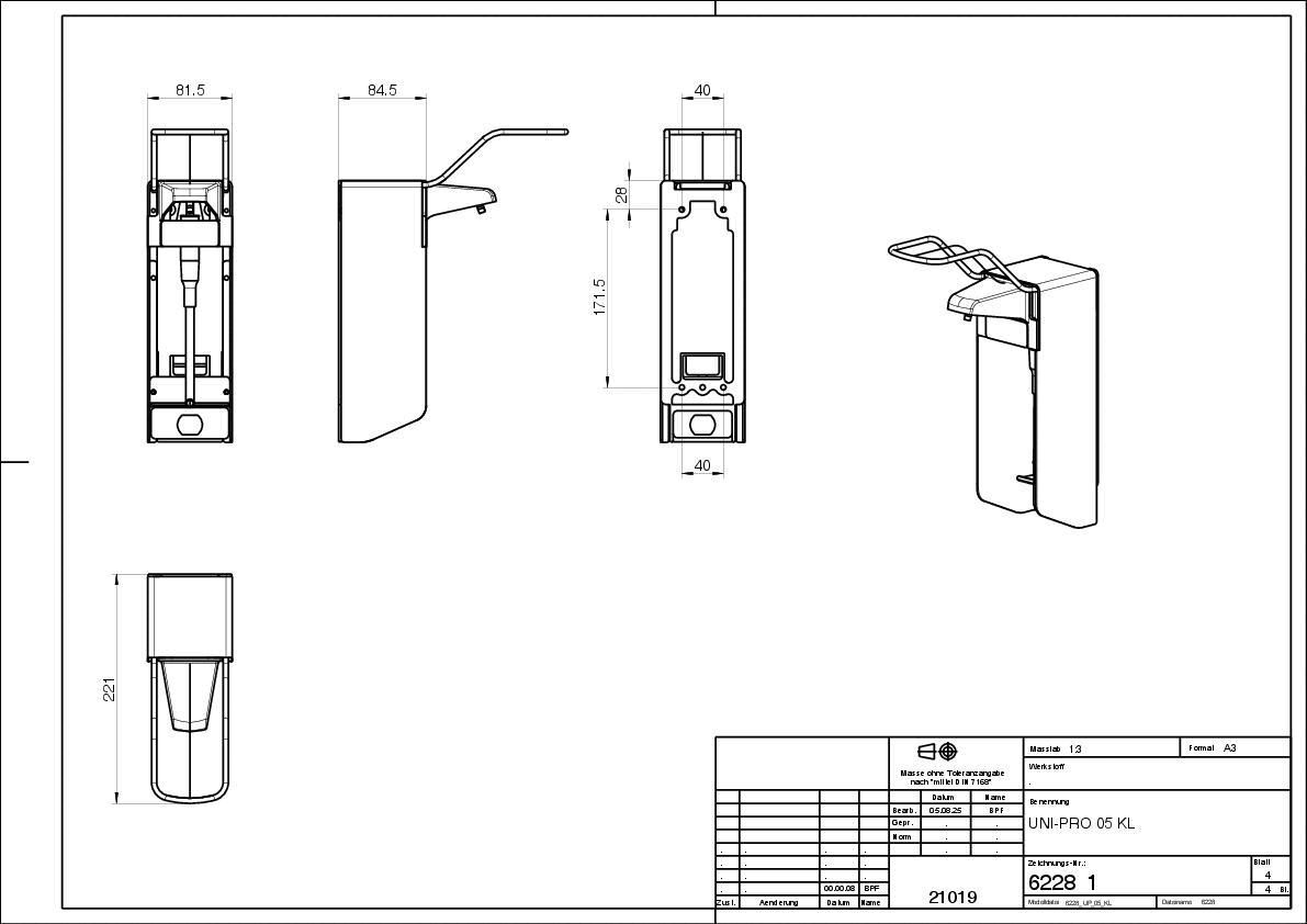 MediLine Universalspender 500, Aluminium weiß, K-Pumpe
