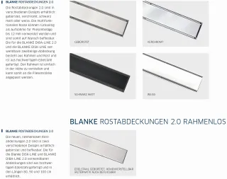 Duschrinnen und Punktentwässerungen Duschrinnen und Punktentwässerungen