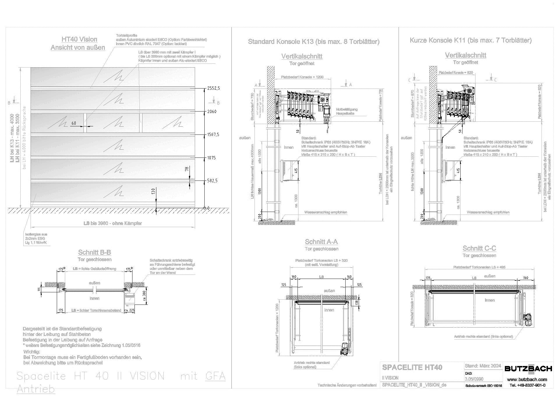 Echtglas-Hubtor SPACELITE® HTvision