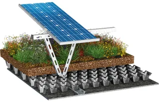 Photovoltaik-System für Gründächer Photovoltaik-System für Gründächer