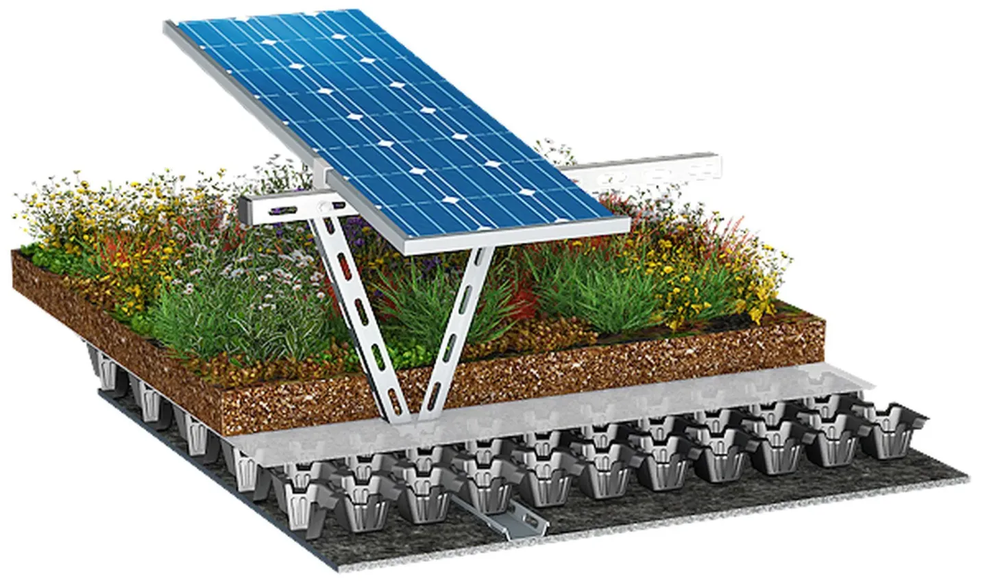 Photovoltaik-System für Gründächer Photovoltaik-System für Gründächer