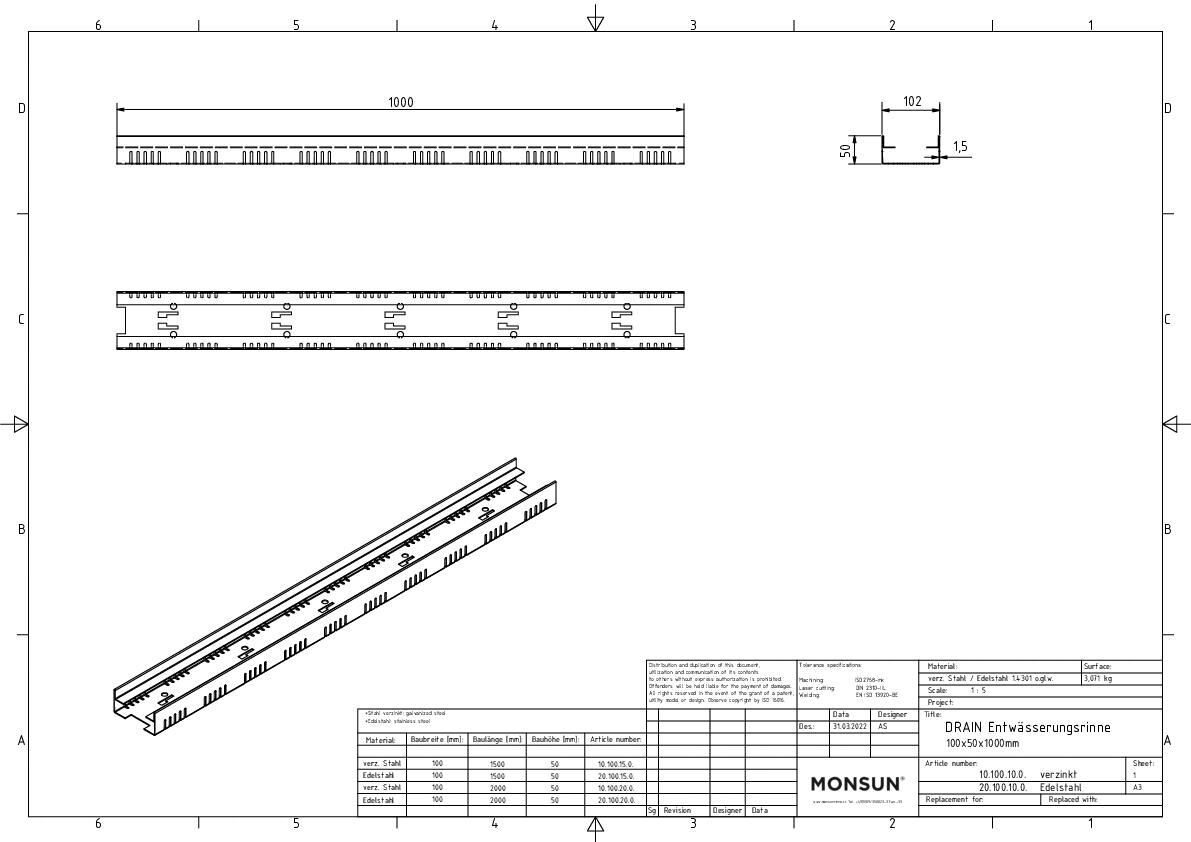 MONSUN - 01_MONSUN DRAIN Entwässerungsrinne fixe Bauhöhe