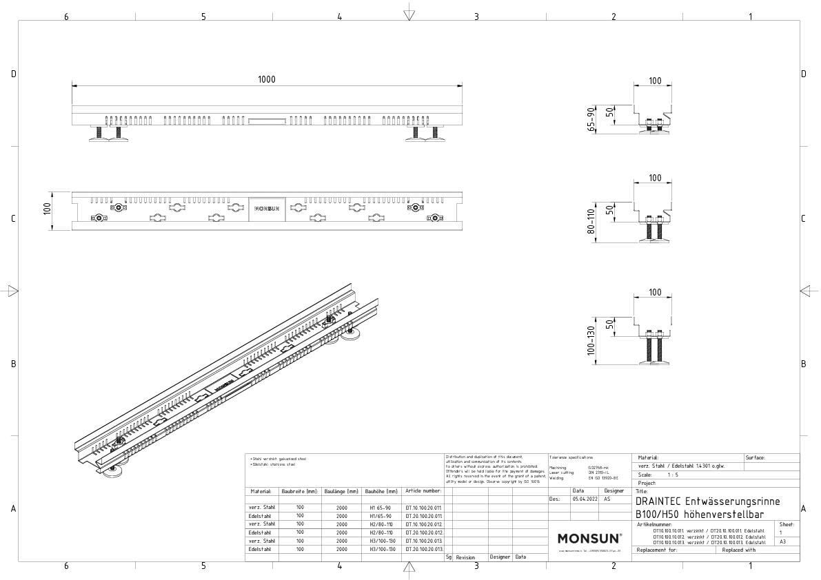 02_MONSUN DRAINTEC Entwässerungsrinne höhenverstellbar