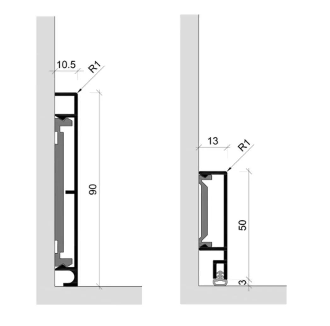 Sockelprofile und Wandrammschutzprofile aus Aluminium Sockelprofile und Wandrammschutzprofile aus Aluminium