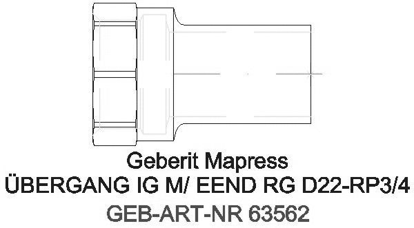 GE Mapress Kupfer Übergang mit IG und Einschubende Rg d22-Rp3/4_63562_A