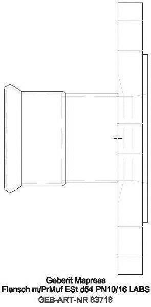 GE Mapress Edelstahl Flansch PN 10/16 mit Pressmuffe (LABS-frei), d54_83718_A